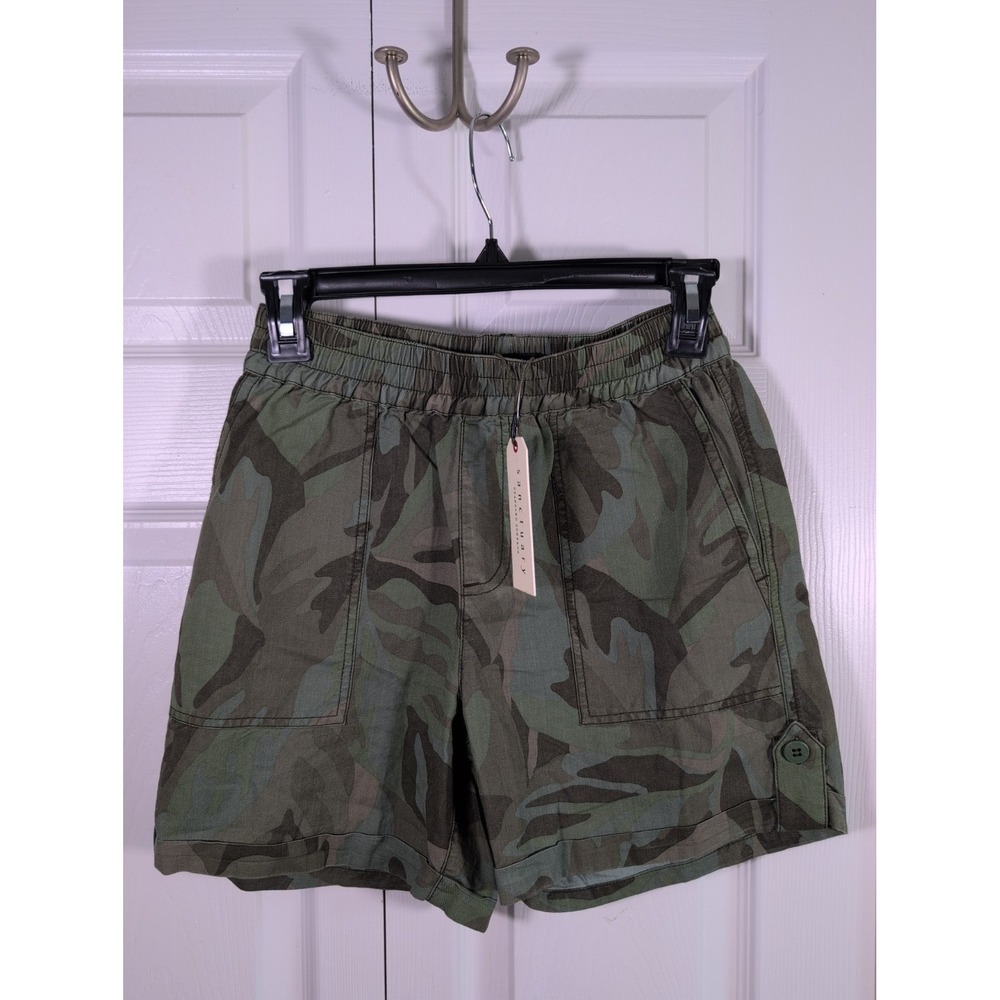 NWT Sanctuary Hero 24 Green Camo Shorts Elastic Waist With Pockets